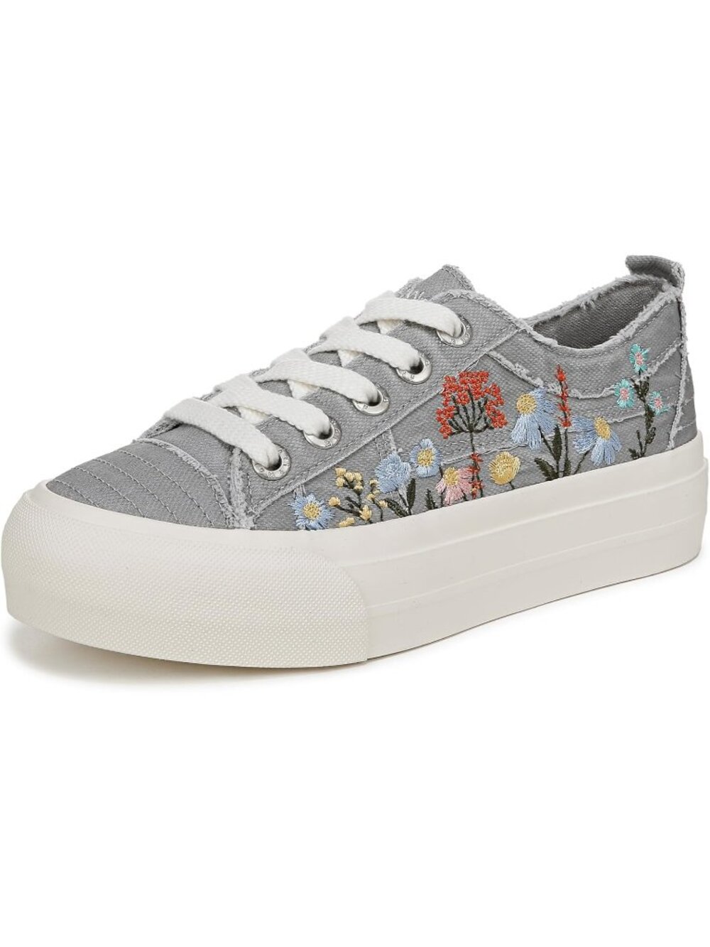 Women's Grey/Multi Decorative Laces Soft Slip On Sadie Sun Platform Sneaker